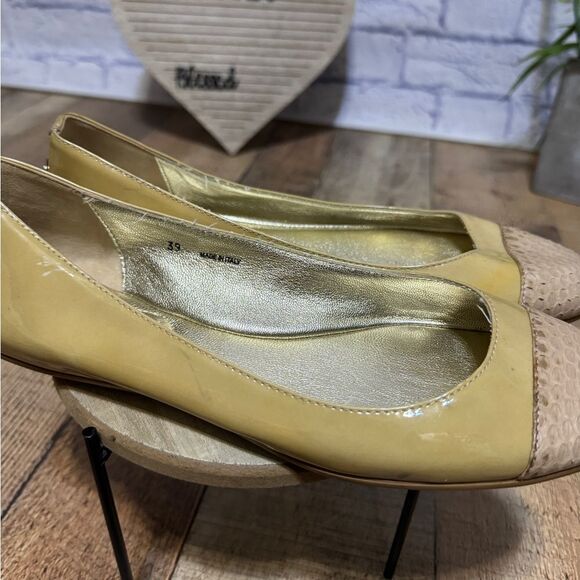 Jimmy Choo Animal Print Cap Toe Tan Patent Leather Ballet Flats EUR 39 - Picture 9 of 15